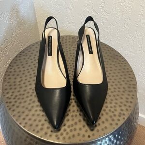 Kitten heel sling backs, french connection, genuine leather, size 11.